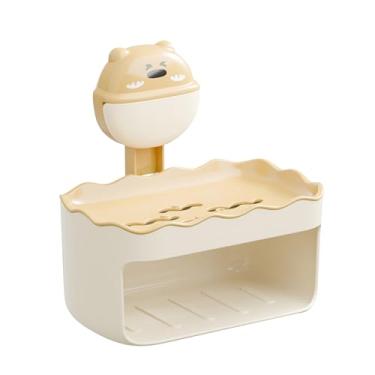 Imagem de Fafeicy Caixa de Sabão, Suporte de Sabão Fixado na Parede da Camada Dupla Com Furos de Drenagem, Saboneteira do Banheiro para Cozinha do Banheiro (Amarelo)
