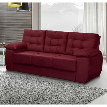 Imagem de Sofá Luxemburgo 3 Lugares Tecido Suede Vinho - Moveis Marfim