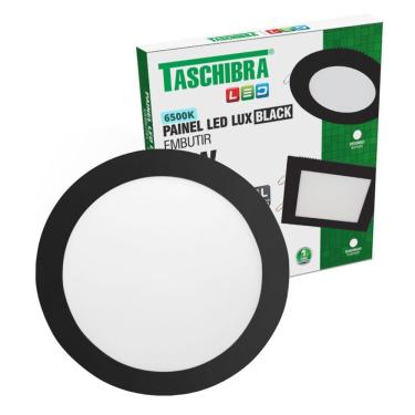 Imagem de Painel De Led Redondo Embutir 24w Preto Bivolt Taschibra 6500k Luz Fria