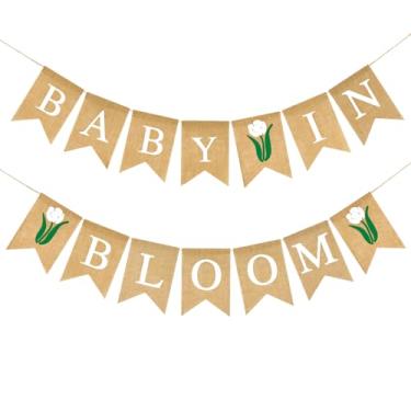 Imagem de Faixa de placa Baby In Bloom, faixa rústica neutra de boas-vindas para decoração de bebê para chá de bebê ou churrasco