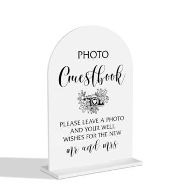 Imagem de Placa de livro de convidados com foto sinais de casamento morden para casamento, noivado, chá de panela, cerimônia, recepção, evento, festa, decoração acrílica