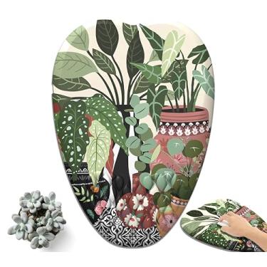 Imagem de Design em forma de coração descanso de pulso para plantas vintage mouse pads boho flores brancas mouse pad para mulheres mousepad ergonômico para jogos com suporte de pulso, tecido de seda de leite de