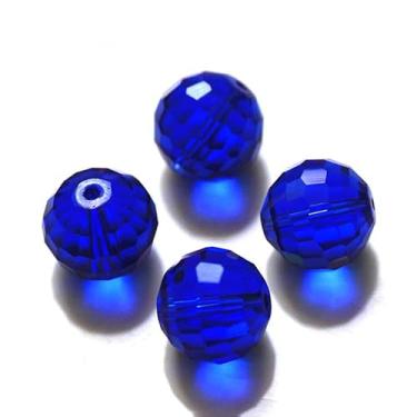 Imagem de SPRITEWELRY Contas de cristal austríaco de grau AAA de 10 mm, 50 peças, contas de cristal redondas, contas de vidro facetadas, contas soltas azuis brilhantes para sinos de vento, apanhador de sol