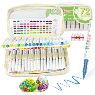 Imagem de Guangna Marcadores de tinta acrílica de 72 cores, canetas de tinta acrílica com ponta de pincel para pintura de abóbora, arte de Natal, pintura rupestre, madeira, vidro, cerâmica, tela, pedra