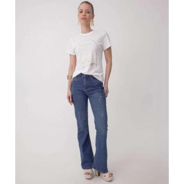 Imagem de Calça Jeans Feminina Flare Puídos Cintura Alta-21025 - Mckinny, 40, Je