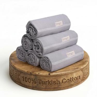 Imagem de Goqan Toalhas de praia turcas grandes pacote com 6 99 x 181 cm, cobertores de praia grandes, 100% algodão sem areia, conjunto de toalhas de secagem rápida, essenciais de piscina para a família em