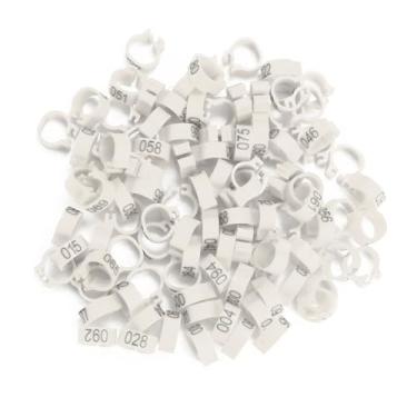 Imagem de Luqeeg 100pcsbag 8mm Letras de Plástico Anéis de Perna de Pássaro, Resistentes Ao Desgaste e Faixas de Perna Reutilizáveis ​​para, Adequado para Pássaros Adultos 400g de Peso (Branco)