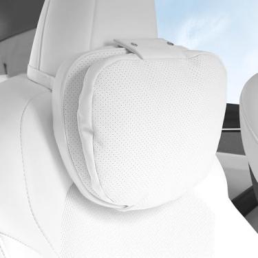 Imagem de Dapucarin Travesseiro de encosto de cabeça de carro para dirigir, travesseiro de pescoço com design de couro de dupla face, suporte de pescoço de suavidade respirável, travesseiro de viagem com ajuste