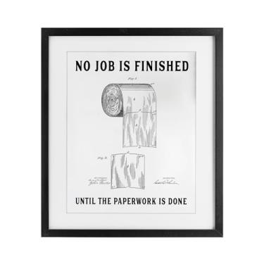Imagem de Stupell Industries Papel higiênico No Job Finished Impressão emoldurada preta sob vidro, design por letras e forrado, 40,6 x 33,5 cm