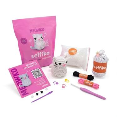 Imagem de Selfiko Kit de crochê para iniciantes – Pacote completo para iniciantes Amigurumi com anel mágico pré-iniciado, tutoriais em vídeo passo a passo e fio simples – Aprenda a fazer crochê facilmente