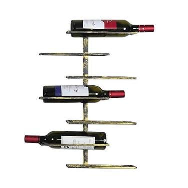 Imagem de Rack de vinho montado na parede rack de vinho suporte de garrafa casa cozinha bar decoração prateleira de garrafa suspensa para cozinha despensa adega (cor: bronze tamanho: 7 garrafas) (bronze 7