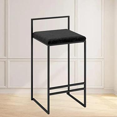Imagem de KIDYBO Banquetas de bar altas com altura de bar, banquetas pretas modernas de cozinha, bancos de bar com encosto aberto, cadeira alta para sala de jantar, cozinha, balcão