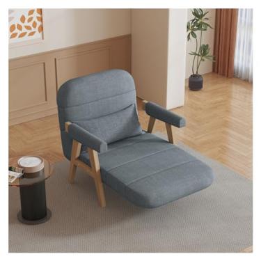Imagem de Sofá-cama moderno, com apoio de braço, dorminhoco moderno com encosto ajustável, sofás conversíveis para salas de estar, escritórios, espaços pequenos, cadeira de dormir plana (cinza escuro, 80 cm)