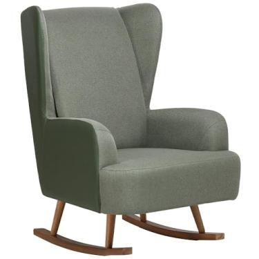 Imagem de Poltrona de Amamentação Balanço Base Milka Liz D02 Couríssimo Tramado Verde C-296 C-120 - Lyam Decor