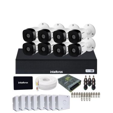 Imagem de Kit 8 Câmeras Intelbras 1120b Hd DVR Mhdx 1108-c Com SSD 512gb