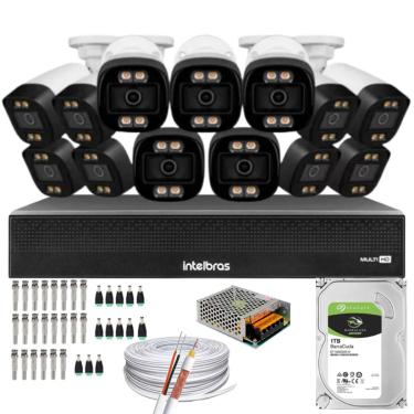 Imagem de Kit 13 Câmeras Segurança FullColor Visão Noturna Colorida 1080p 2.8mm Dvr Intelbras 1tb