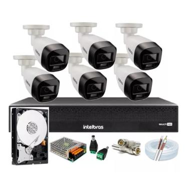 Imagem de kit 6 Câmeras de Segurança Vhd 1120b Full Color Intelbras, Mhdx 1008c, Hd 1tb