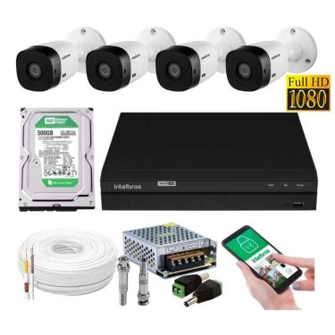 Imagem de kit 4 Camera de Seguranca Intelbras 2mp 1220b Dvr 4 Canais Multi Hd