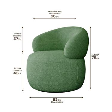 Imagem de Conjunto 2 Poltronas Orgânica Atemporal Base Giratória Eloah Bouclé Italiano Verde Selva