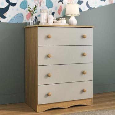 Imagem de Cômoda Infantil 65cm com 4 Gavetas Realeza Multimóveis MP4433, Madeira