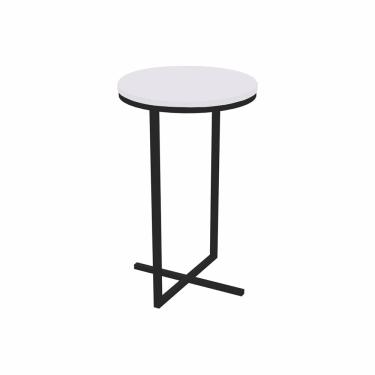 Imagem de Mesa Lateral Alta Volpi Branco Base Metálica Industrial Preto 56 cm A05 - D'Rossi