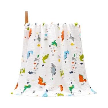 Imagem de Toalha De Banho Unissex De Algodão Com 4 Camadas De Gaze Para Bebês 70