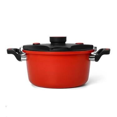 Imagem de Panela de pressao de aluminio ceramico 6l 24cm vermelha - golden