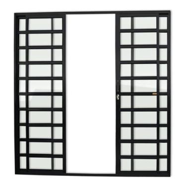 Imagem de Porta de Correr com Travessas 4 Folhas Super Vidro Liso 210cm x 200cm 