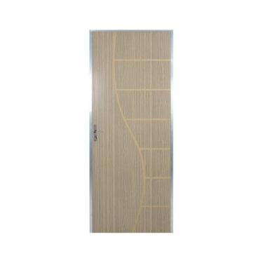 Imagem de Kit Porta de Madeira Decorada 212x95cm com Batente de Aluminio 3,6cm C