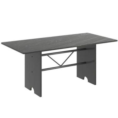 Imagem de Mesa para Cozinha 180x75cm Tampo Ardósia Cinza/Martelado Prata/Indiano
