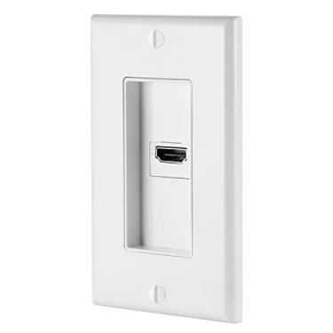 Imagem de GE Placa de parede HDMI, entrada única de 1 porta, branca, suporta Full HD 1080P 4K, conexão banhada a ouro, ferragens de instalação incluídas, 35291