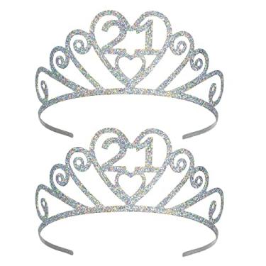 Imagem de Beistle 2 peças, prata, brilhante, metal, Happy 21st Birthday Bandanas com pentes fixáveis