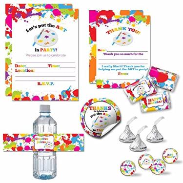 Imagem de Conjunto de luxo para festas de aniversário, inclui 20 cartões de convite de 5 polegadas x 7 polegadas, cartões de agradecimento, adesivos e envelopes de lembrança de festa de agradecimento