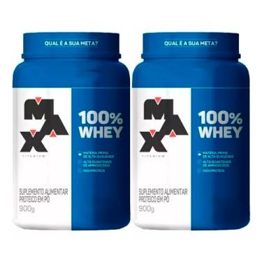 Imagem de Kit 2x Whey 100% Concentrado - Pote 900g - Max Titanium (COOKIES)