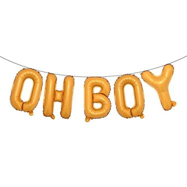 Imagem de 16 inch Oh Boy Balloons Banners Alphabet Foil Letter Balloon Decoration with Rope for Baby Shower Birthday Party Gender Reveal Party (OH BOY Orange)