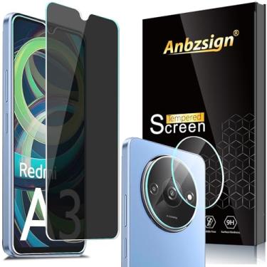 Imagem de Anbzsign [Pacote com 2 + 2 para Xiaomi Redmi A3 Protetor de Tela de Vidro Temperado e Protetor de Lente de Câmera, Película Anti-Spy com Dureza 9H Compatível com Capa para Xiaomi Redmi A3 (2024).