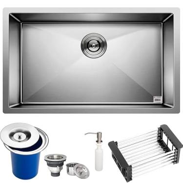 Imagem de Cuba Quadrada Inox 304 Cozinha Pia Embutir Sobrepor Gourmet 70x40 Premium Com Lixeira de Embutir 5 Litros-Ecubas