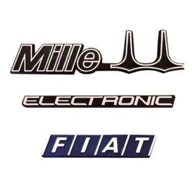 Imagem de Kit Emblemas Uno Mille Eletronic - Fiat - Modelo Original