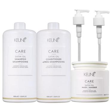Imagem de Kit Keune Care Satin Oil Shampoo 1000ml + Condicionador 1000ml + Másca