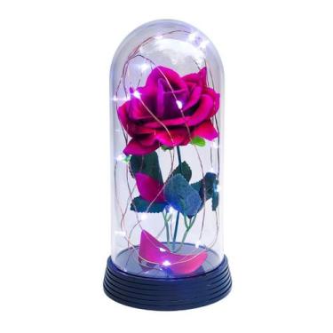 Imagem de Luminária A Rosa Encantada Pink 20 Cm Base Preta Frio - Amor Lindo