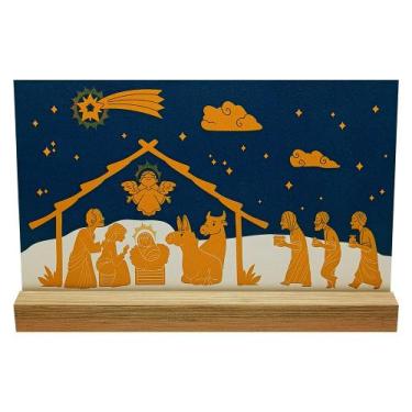 Imagem de Presépio Natalino Decorativo Natal Placa e Base Mesa 13x20cm - SHD Sol