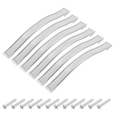 Imagem de uxcell Puxador de gaveta de armário 160 mm centros de furo liga cristal branco completo 6 peças