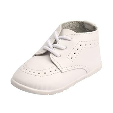 Imagem de Anrentiy Sapatos sociais para bebês meninos meninas Oxford clássico formal infantil primeiro passeio sapatos de batizado, Branco, 12-18 Months Toddler