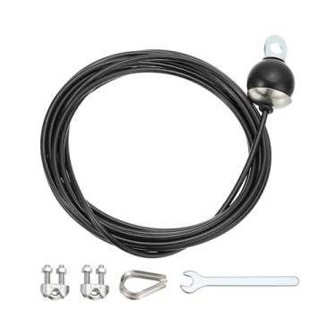 Imagem de PATIKIL Cabo de polia, cabo de fitness ajustável de substituição do sistema de polia grossa de 4 mm para academia, acessório de polia para casa, preto (E-5m)