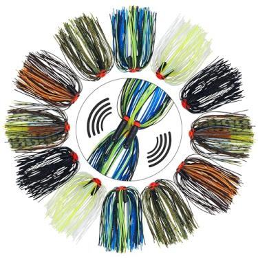 Imagem de Saias de silicone Jig Fishing Spinnerbait Saias com tubo Rattels 50 fios de substituição Spinnerbait Saias DIY Buzzbait Spoon Squid Jig Bass Spinner Iscas Saias Fly Tying Materails (12 peças)