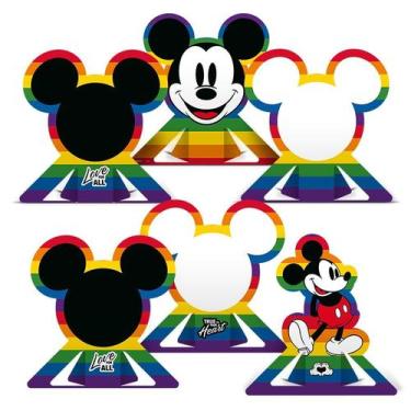 Imagem de Decoração de Mesa Festa Mickey Arco-Íris - 06 unidades - Regina -
