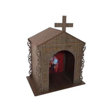 Imagem de Capela Oratório Arabesco com Imagem São Judas Tadeu 25x18x31 Mdf Madei