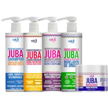 Imagem de Kit Juba Widi Care Vegano Shampoo + Condicionador + Mascara + Acidificante + Creme Ondulando