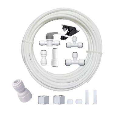 Imagem de Kit de conexão de linha de água do refrigerador e kit de instalação de máquina de gelo de compressão de 1/4, 60 m de diâmetro externo linha de água com conexões rápidas, para adicionar um ramo de água