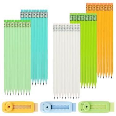 Imagem de Buqoo 100 peças de lápis de madeira fofo profissional de arte e esboço vem com 3 borrachas recarregáveis push-pull, materiais de desenho, lápis de carvão, lápis de carvão para desenho, lápis afiados